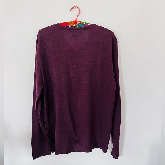 John varvados | maroon v-neck lightweight wool blend sweater | size XL - Picture 2 of 5